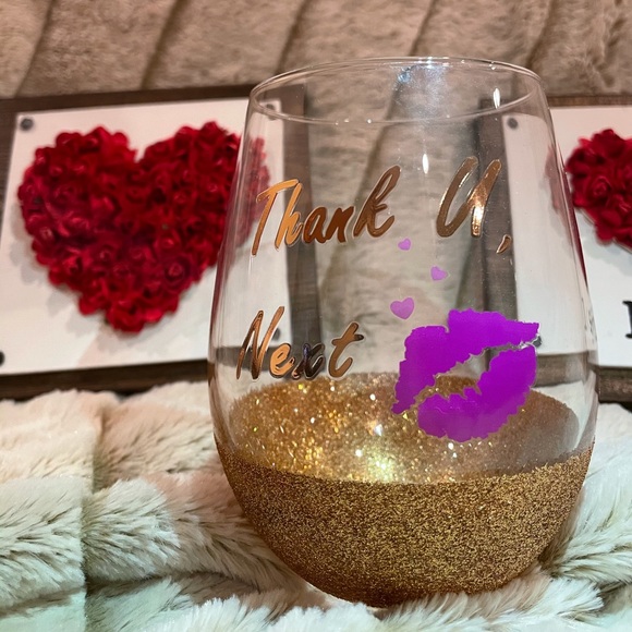 THANK YOU NEXT💋Stemless WineGlass Divorce funny Anti Valentines - Picture 1 of 16